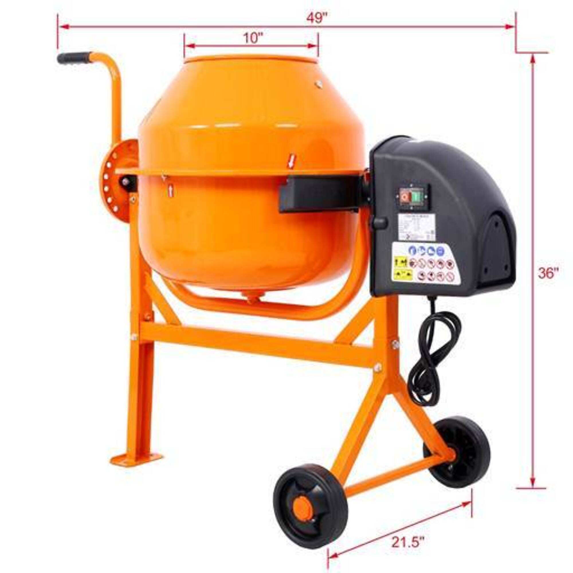 Electric Cement Mixer, 3 Cu. Ft, 110v AC Motor, BAC-W46583822